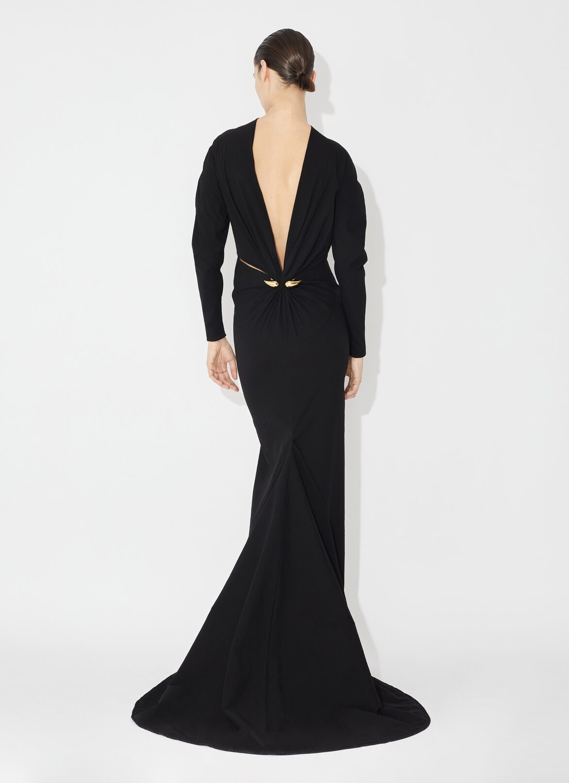 ROBE DE SOIRÉE EN TAFFETAS AVEC BIJOU ALAÏA ROBE DE SOIRÉE EN TAFFETAS AVEC BIJOU NOIR